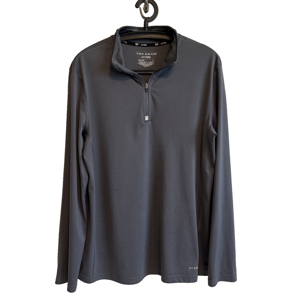 Tek Gear Mens Dry-Tek 1/4 Zip Long Sleeve Shirt M Activewear Sporty Casual
